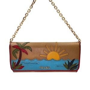 Prada Saffiano Leather‎ Continental Wallet Tropical Beach RARE